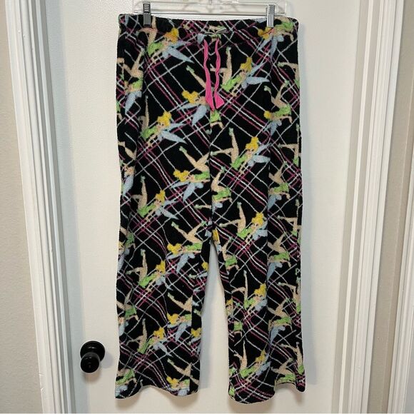 Disney Tinker Bell Pajamas Women’s Black Pink Fuzzy pants MEDIUM - Picture 2 of 5